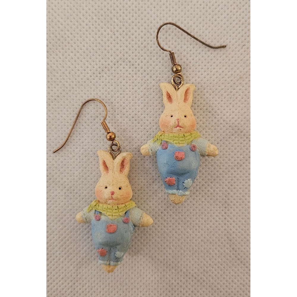 Bunny Rabbit Earrings Easter Springtime Novelty Dangle Drop Cute Fun
